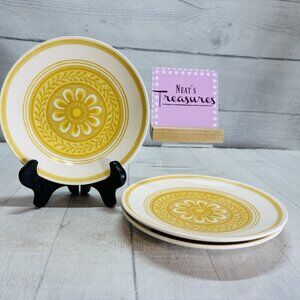 1950s Royal China Cavalier CASABLANCA Yellow Floral Ironstone Salad Plate Set 3